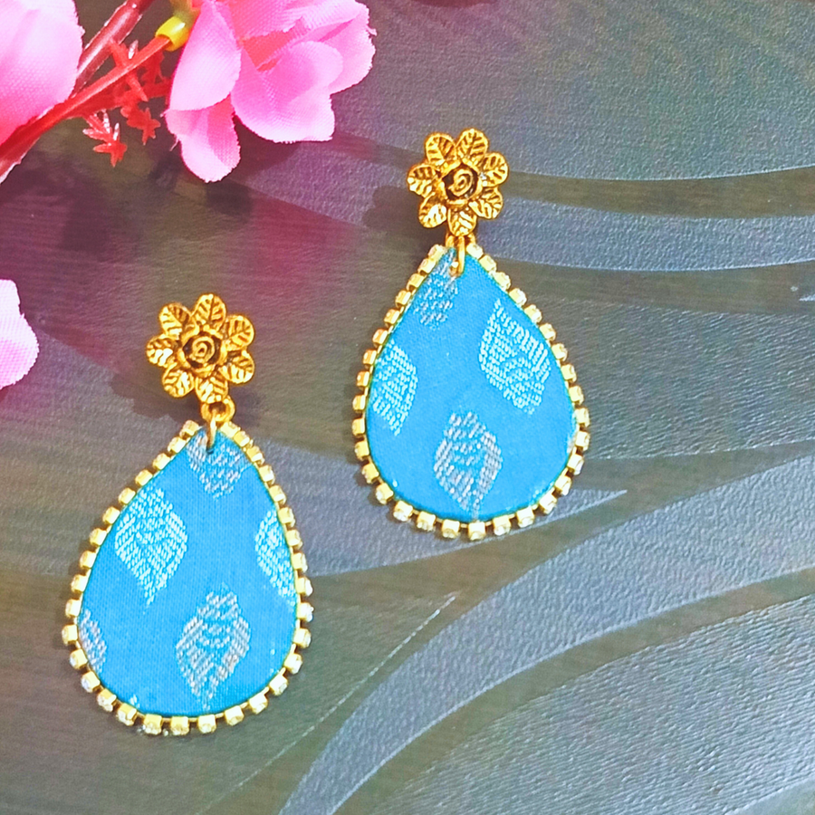 Fabric drop shape earrings