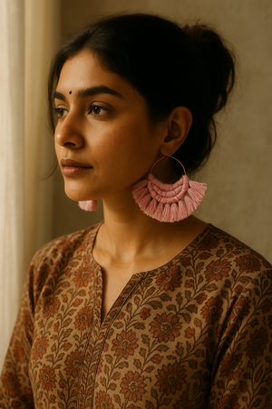 Macrame hoop earrings