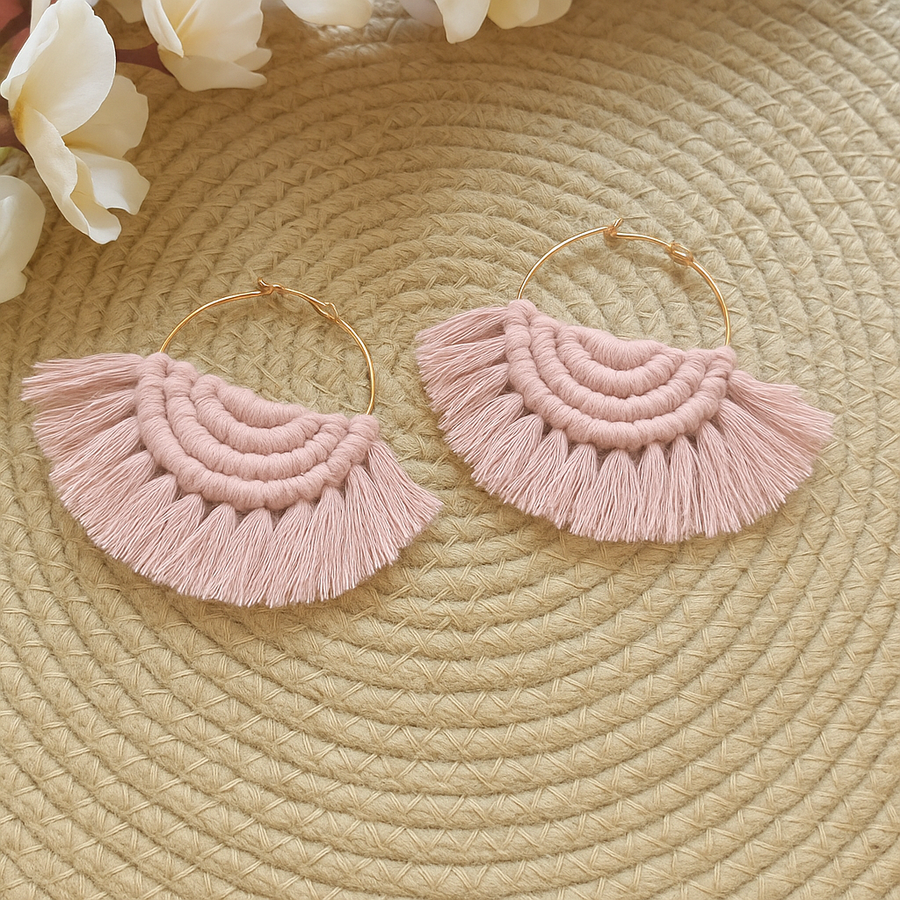 Macrame hoop earrings