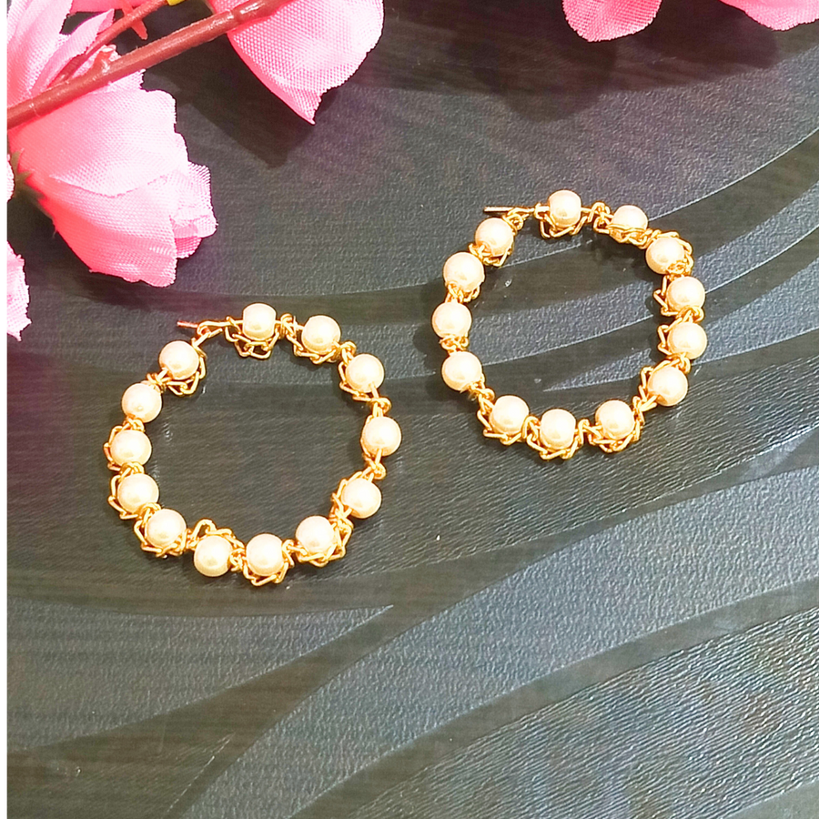 Pearl Bead hoop earrings