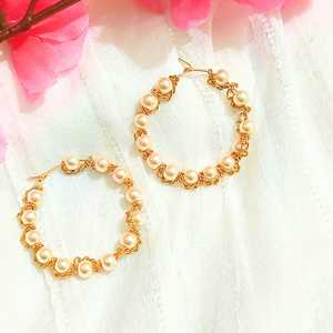 Pearl Bead hoop earrings