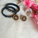 Fabric kundan stud with bangle