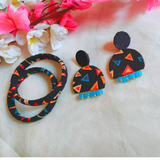 Fabric bangle and earring set