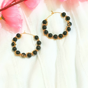 Glassbead hoop earrings