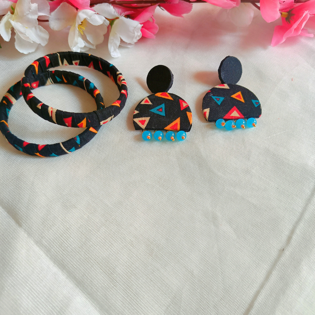 Fabric bangle and earring set