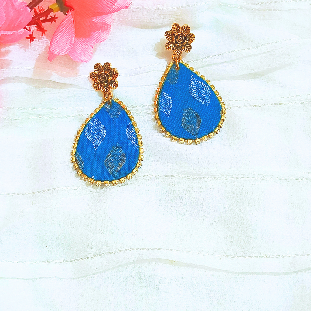 Fabric drop shape earrings