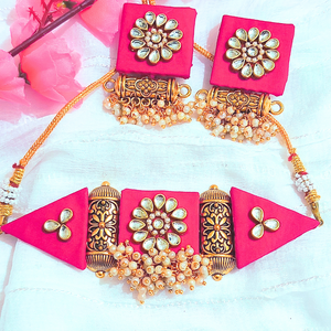 Pink Fabric choker