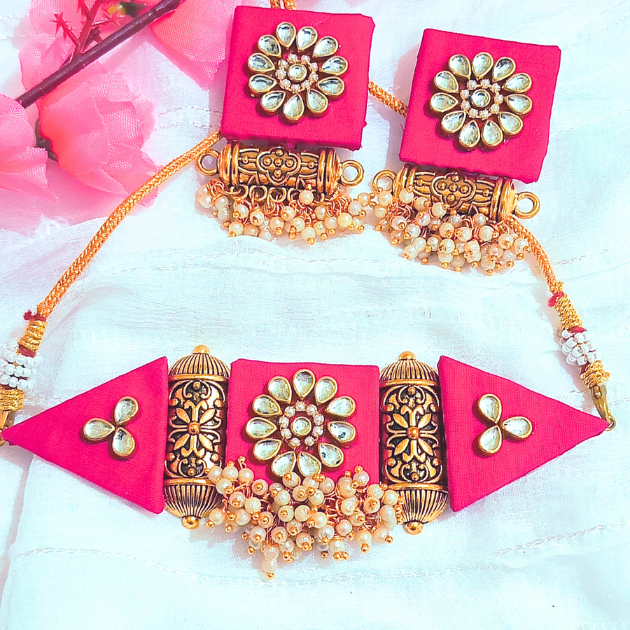 Pink Fabric choker