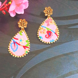 Fabric drop shape earrings