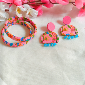 Fabric bangle and earring