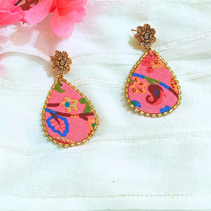 Fabric drop shape earrings