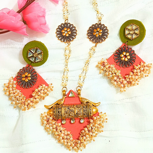 Fabric long necklace