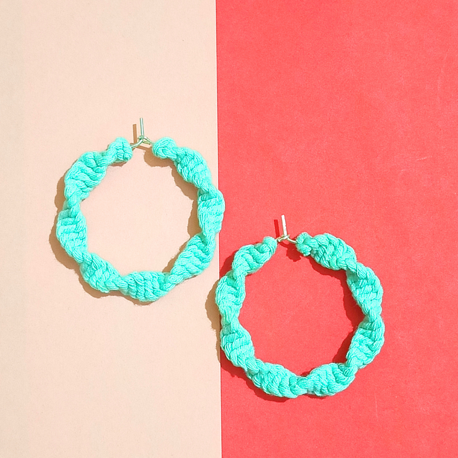 Macrame small hoop earrings