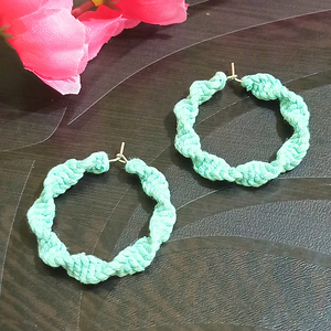 Macrame small hoop earrings