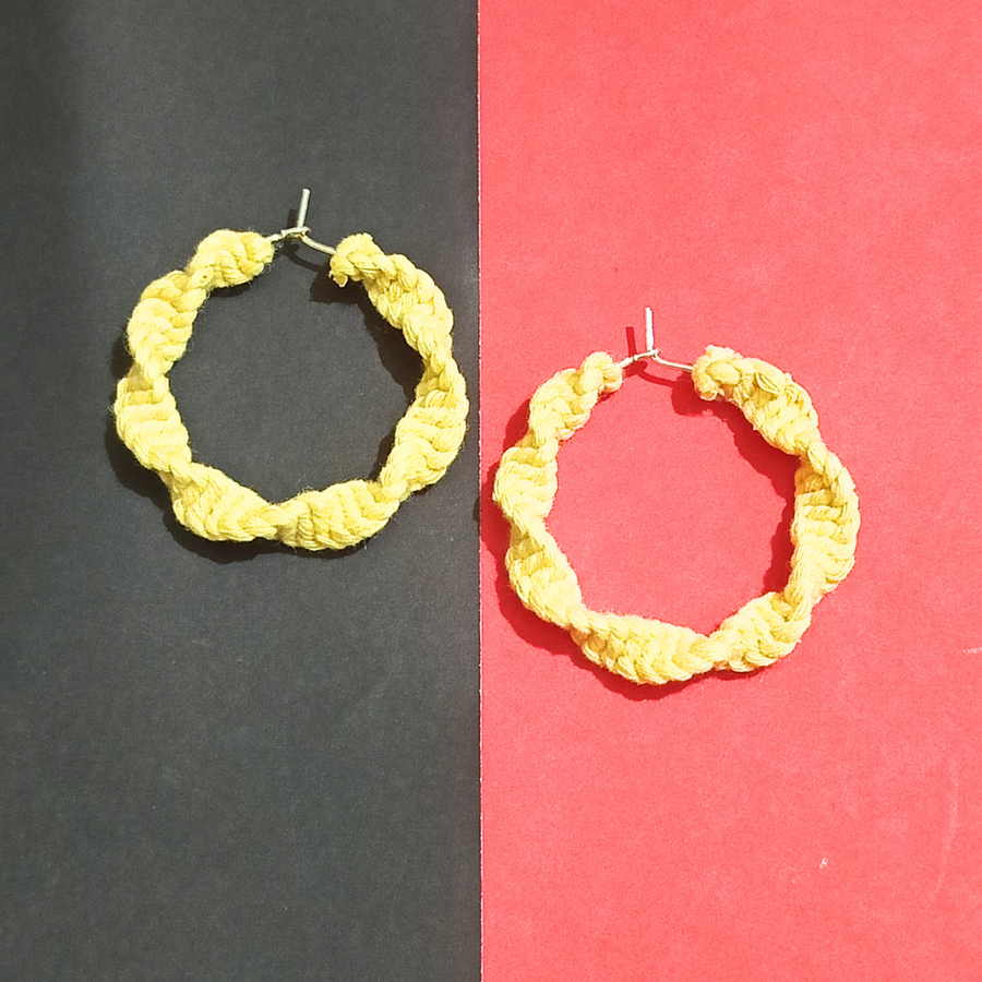 Macrame small hoop earrings