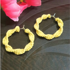 Macrame small hoop earrings