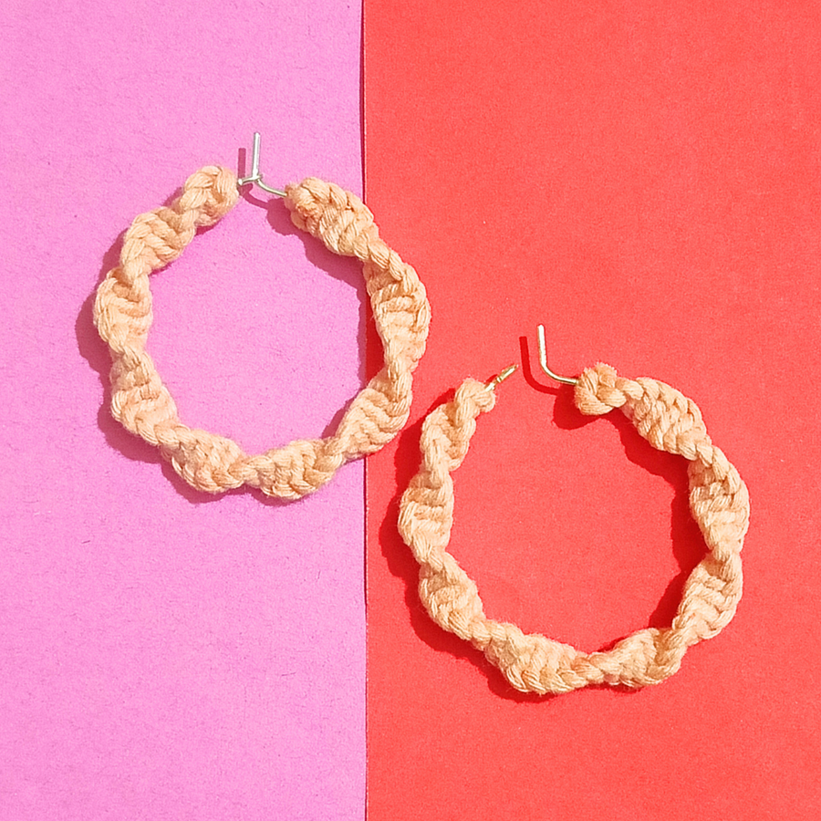 Macrame small hoop earrings