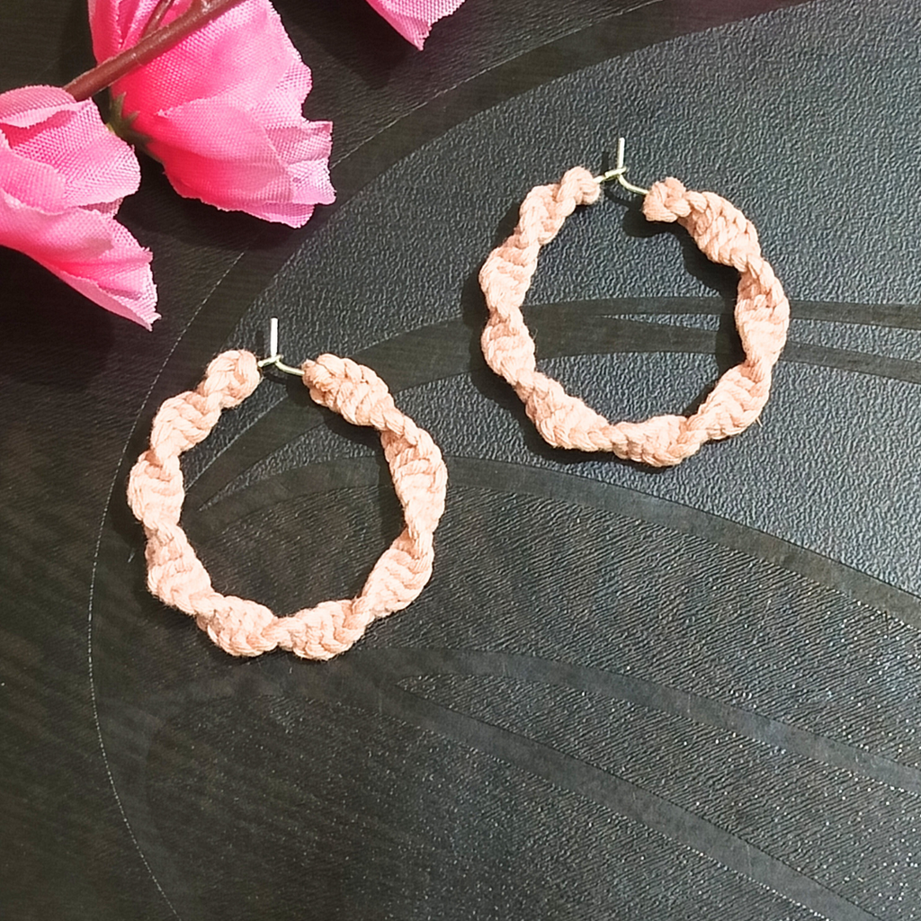 Macrame small hoop earrings