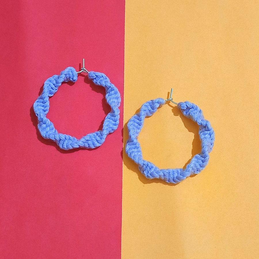 Macrame small hoop earrings
