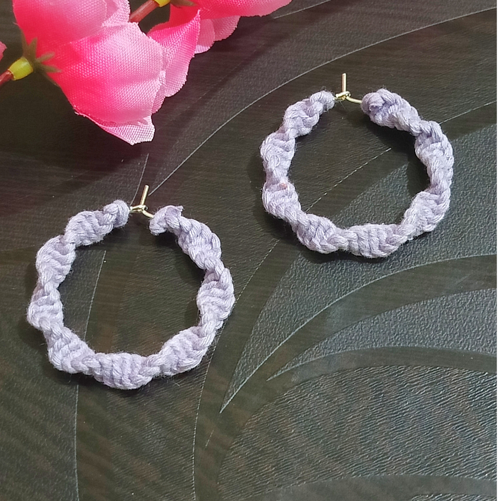 Macrame small hoop earrings