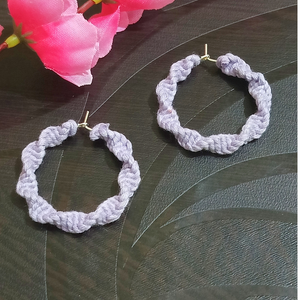 Macrame small hoop earrings
