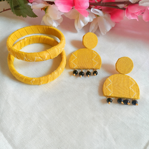 Fabric bangle and earring