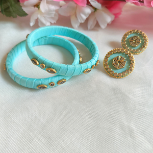 Fabric kundan stud with bangle