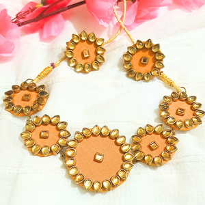 Yellow fabric necklace